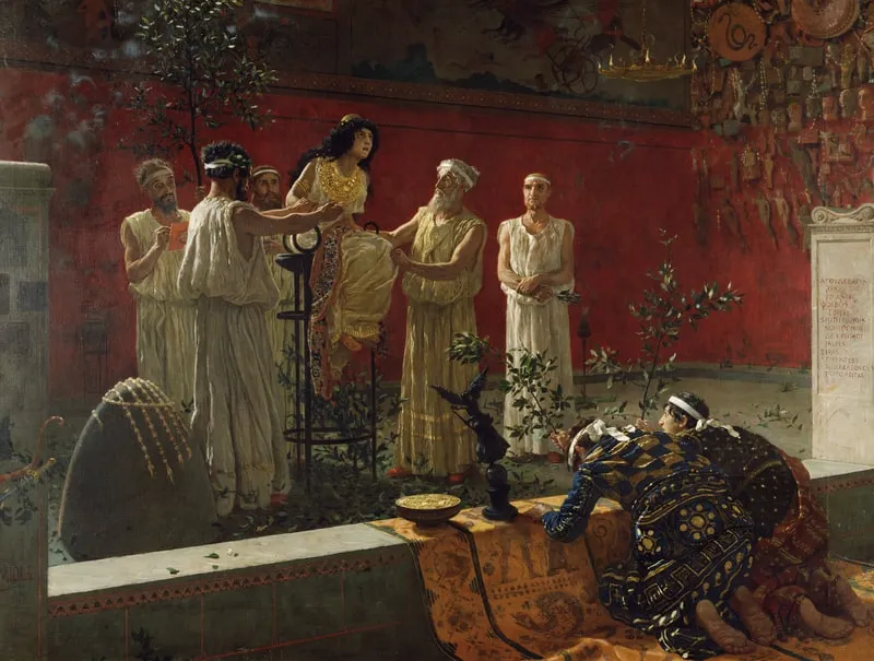 カミーロ・ミオラ《神託》、カンヴァスに油絵、1880、J・ポール・ゲティ美術館：ロサンゼルス。